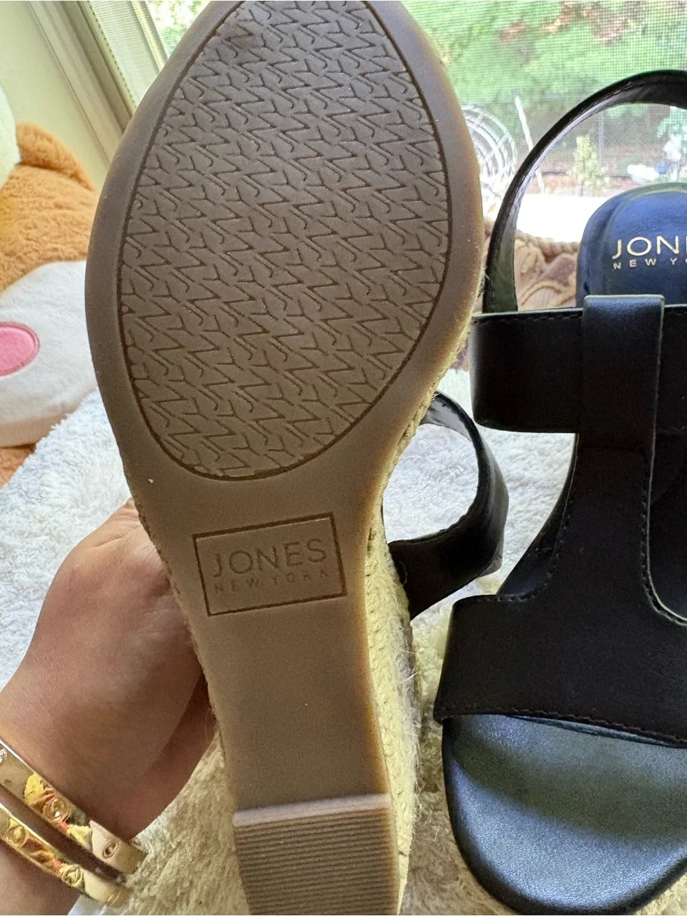 Jones New York Black Espadrille Wedge Sandals